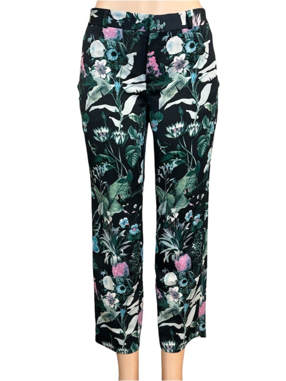 Hawaiian Tropical Satin Trouser Pants Women’s Size 6 Floral Resort Wear